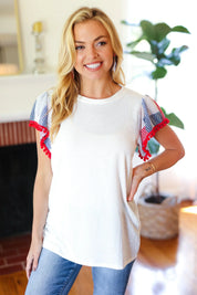 Patriotic Pom Pom Lace Flutter Sleeve Top | 2024 Blow-Out Sale Daverri Fashions