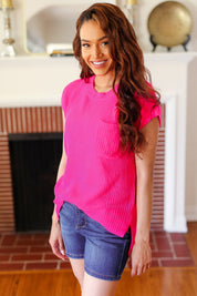 Best In Bold Hot Pink Dolman Ribbed Knit Sweater Top | 2024 Summer Blow Out Sale Daverri Fashions