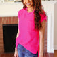 Haptics Hot Pink Dolman Ribbed Knit Sweater Top - DAVERRI FASHIONS