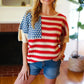 American Flag Jacquard Knit Sweater Top - DAVERRI FASHIONS