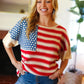 American Flag Jacquard Knit Sweater Top - DAVERRI FASHIONS