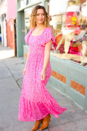 Perfectly You Fuchsia Ditzy Floral Fit & Flare Maxi Dress | Daverri Fashions