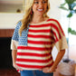 American Flag Jacquard Knit Sweater Top - DAVERRI FASHIONS