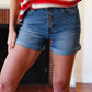 Stars & Stripes Pocket Button Down Cuffed Hem Shorts - DAVERRI FASHIONS