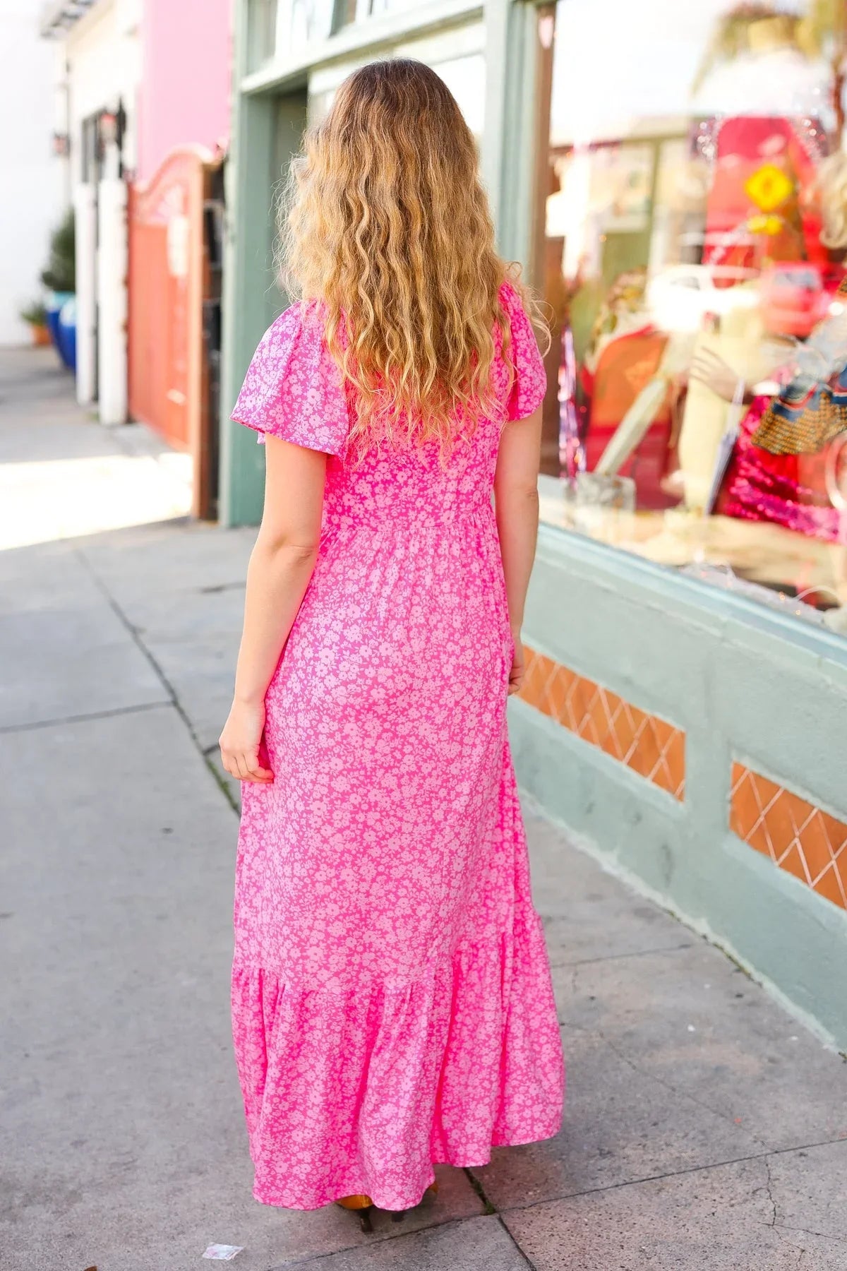 Perfectly You Fuchsia Ditzy Floral Fit & Flare Maxi Dress | Daverri Fashions