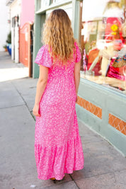 Perfectly You Fuchsia Ditzy Floral Fit & Flare Maxi Dress | Daverri Fashions