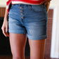Stars & Stripes Pocket Button Down Cuffed Hem Shorts - DAVERRI FASHIONS