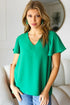 In Your Dreams Emerald Green Flutter Sleeve V Neck Top - DAVERRI FASHIONS
