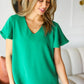 In Your Dreams Emerald Green Flutter Sleeve V Neck Top - DAVERRI FASHIONS