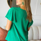 In Your Dreams Emerald Green Flutter Sleeve V Neck Top - DAVERRI FASHIONS