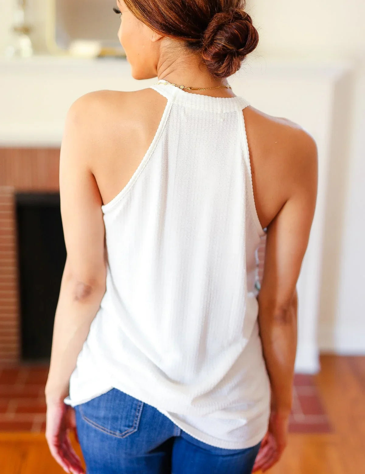 Cream Boho Paisley Thermal Halter Top | 2024 Blow-Out Sale Daverri Fashions