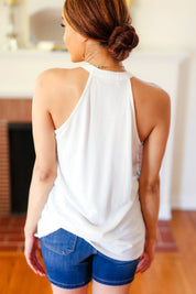 Cream Boho Paisley Thermal Halter Top | 2024 Blow-Out Sale Daverri Fashions