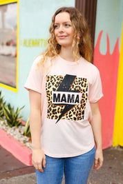 Peach "Mama" Animal Print Graphic Tee | Daverri Fashions