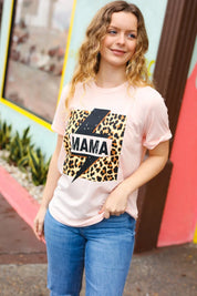 Peach "Mama" Animal Print Graphic Tee | Daverri Fashions