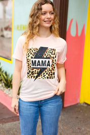 Peach "Mama" Animal Print Graphic Tee | Daverri Fashions