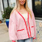 Spell Bound Red & Pink Cotton Ribbon Tie Gingham Pocket Jacket - DAVERRI FASHIONS