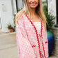 Spell Bound Red & Pink Cotton Ribbon Tie Gingham Pocket Jacket - DAVERRI FASHIONS