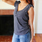 Sunny Days Charcoal Sweetheart Neckline Ribbed Top - DAVERRI FASHIONS