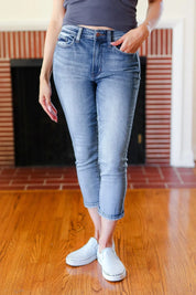 Judy Blue Medium Wash Mid Rise Skinny Capri - DAVERRI FASHIONS