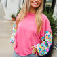 Lock Eyes Pink & Floral Bubble Sleeve French Terry Pullover - DAVERRI FASHIONS