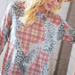 Taupe Leopard Plaid Rib Knit Round Neck Pullover - DAVERRI FASHIONS