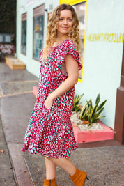 Fuchsia & Teal Abstract Dot Yoke Woven Dress | Daverri Fashions