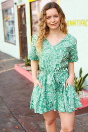 Sage Green Boho Surplice Pocketed Romper | Daverri Fashions