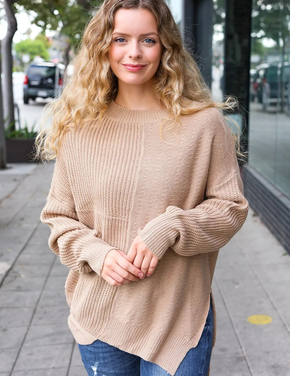 Autumn Vibes Taupe Asymmetrical Knit Sweater | 2024 Blow-Out Sale Daverri Fashions