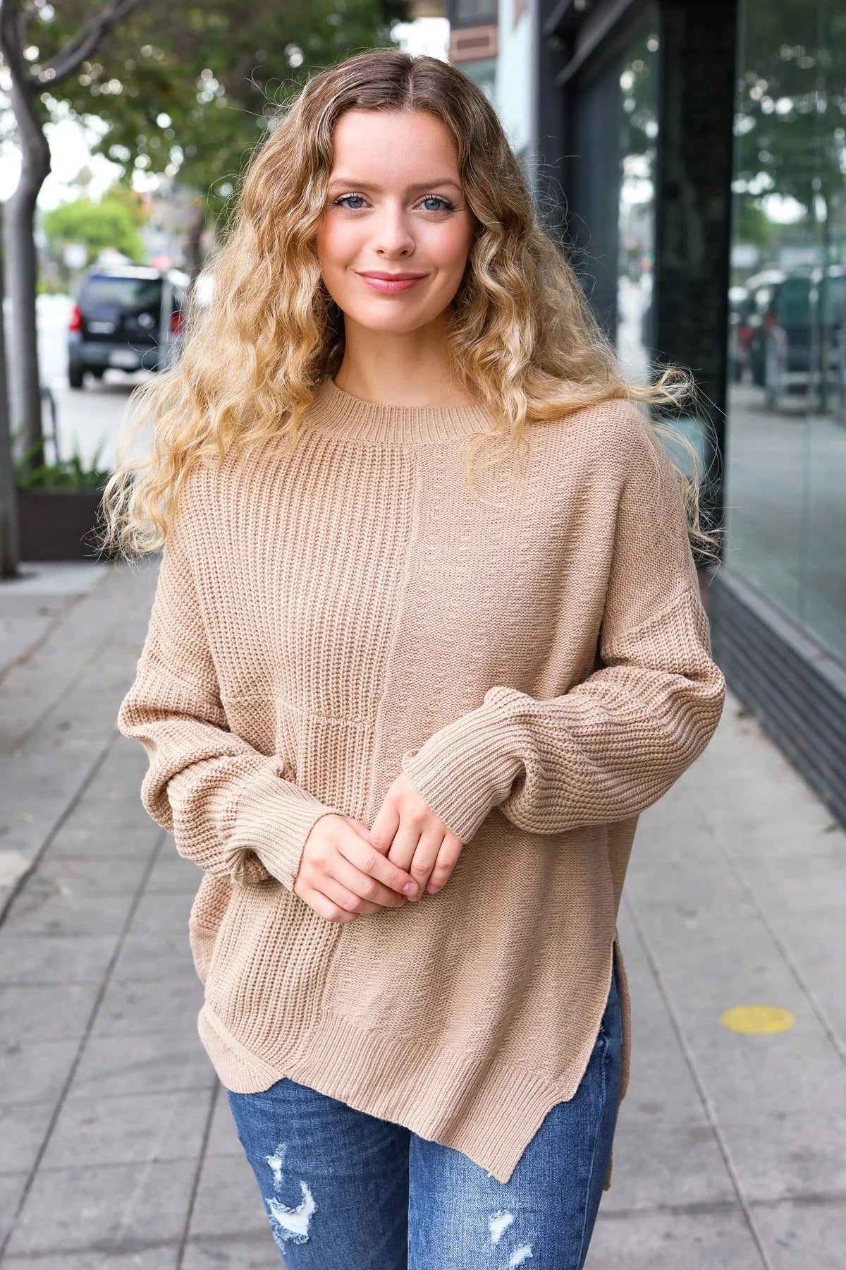 Autumn Vibes Taupe Asymmetrical Knit Sweater | 2024 Blow-Out Sale Daverri Fashions