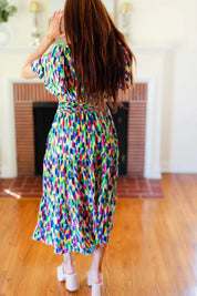 All For You Navy Multicolor Abstract Print Smocked Waist Maxi Dress | Daverri Fashions