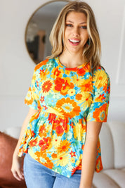 Sunflower& Red Retro Floral Swing Babydoll Top | 07-01-25 Summer Sale Daverri Fashions