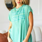 Mint Embroidered Woven Short Sleeve Dolman Top - DAVERRI FASHIONS