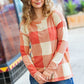 Rust Checker Plaid French Terry Top - DAVERRI FASHIONS