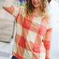 Rust Checker Plaid French Terry Top - DAVERRI FASHIONS