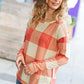 Rust Checker Plaid French Terry Top - DAVERRI FASHIONS