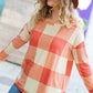 Rust Checker Plaid French Terry Top - DAVERRI FASHIONS