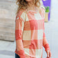Rust Checker Plaid French Terry Top - DAVERRI FASHIONS