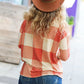 Rust Checker Plaid French Terry Top - DAVERRI FASHIONS