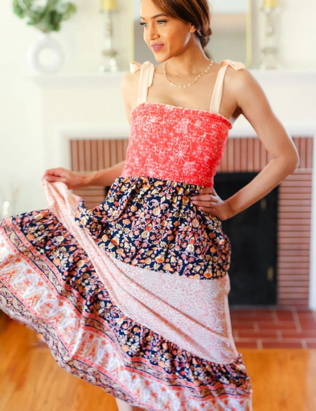 Vacay Vibes Orange Floral Smocked Tube Top Tiered Maxi Dress | 07-01-25 Summer Sale Daverri Fashions