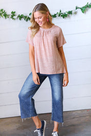 Mauve Tie Back Crinkle Floral Top | Daverri Fashions