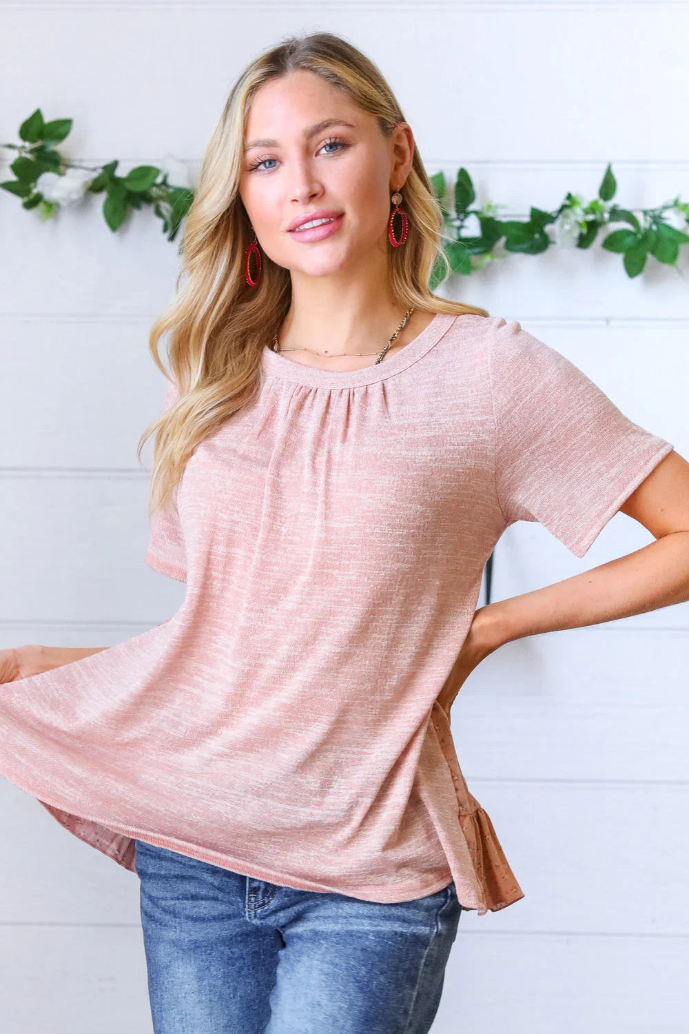 Mauve Tie Back Crinkle Floral Top | Daverri Fashions