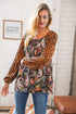 Boho Paisley Leopard Print Front Tie Woven Blouse - DAVERRI FASHIONS