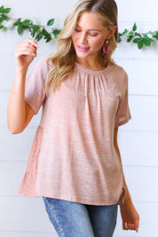 Mauve Tie Back Crinkle Floral Top | Daverri Fashions