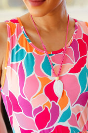 Pink Rope Iridescent Shell Feather Necklace | 07-01-25 Summer Sale Daverri Fashions