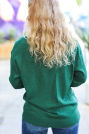 Be Merry Hunter Green Pop Up Sweater | Daverri Fashions