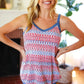 Red White & Blue Squiggly Striped Sleeveless Top - DAVERRI FASHIONS