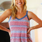 Red White & Blue Squiggly Striped Sleeveless Top - DAVERRI FASHIONS
