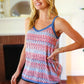 Red White & Blue Squiggly Striped Sleeveless Top - DAVERRI FASHIONS