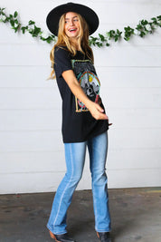 Black Cotton Nashville Graphic Knit Tee | Daverri Fashions