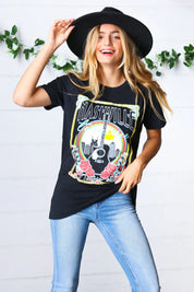 Black Cotton Nashville Graphic Knit Tee | Daverri Fashions